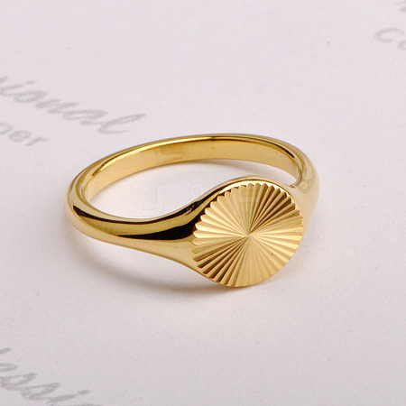 Flat Round 304 Stainless Steel Finger Rings FS-WG268FC-01-1