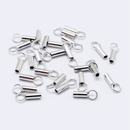 Anti-Tarnish Rhodium Plated 925 Sterling Silver Cord Ends STER-F036-21P-1mm-1