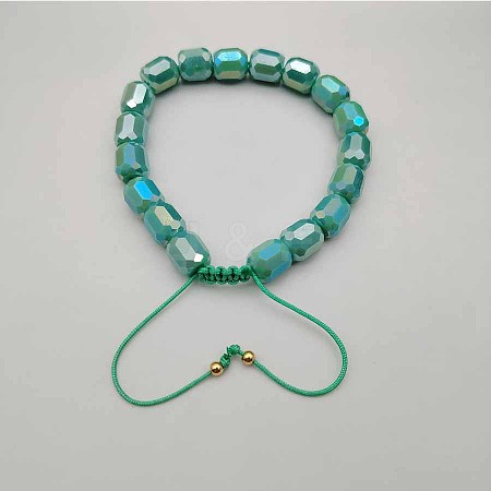 Adjustable Electroplated Faceted Cube Glass Braided Beaded Bracelets for Women Men DM4334-3-1