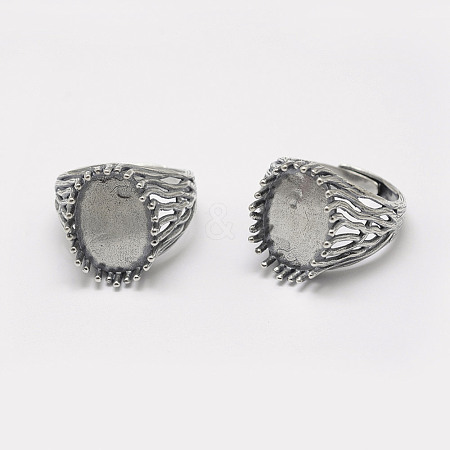 Adjustable Thailand 925 Sterling Silver Solitaire Ring Settings STER-P033-30AS-1