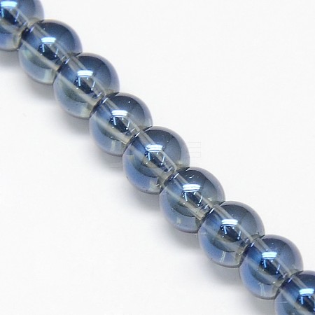 Electroplate Crystal Glass Round Beads Strands EGLA-F037-6mm-A03-1