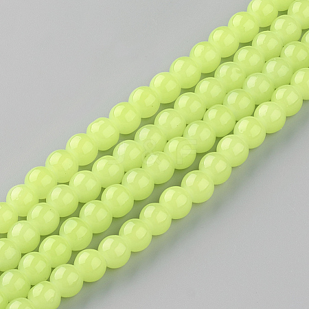 Baking Painted Imitation Jade Glass Round Bead Strands DGLA-Q021-8mm-08-1