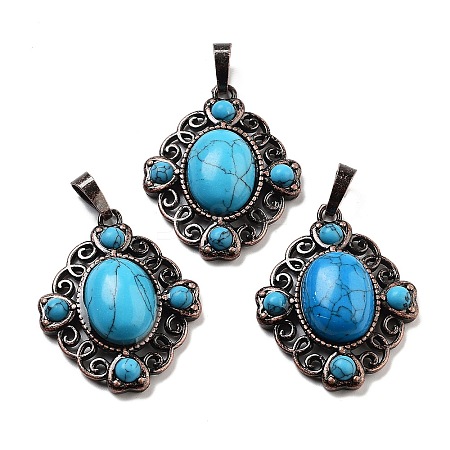 Synthetic Turquoise Rhombus Pendants G-K363-02R-07-1