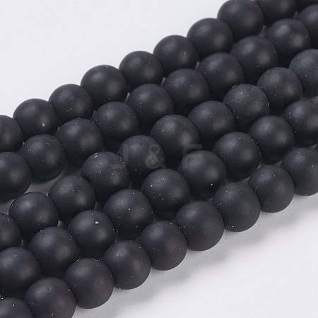 Synthetical Black Stone Beads Strands X-G-G508-7-1