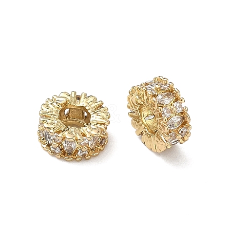 Brass Clear Cubic Zirconia Beads KK-D228-20G-1