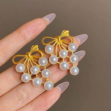 Alloy Resin Pearl Stud Earrings LS-EJEW-G466-12G-1
