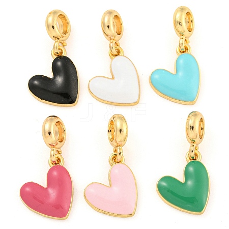 Rack Plating Alloy Enamel Heart European Dangle Charms FIND-B034-20G-1