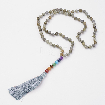 Labradorite Beaded and Gemstone Beaded Necklaces NJEW-P148-02-1