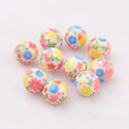 Spray Painted Resin Beads LS-GLAA-F049-A16-1
