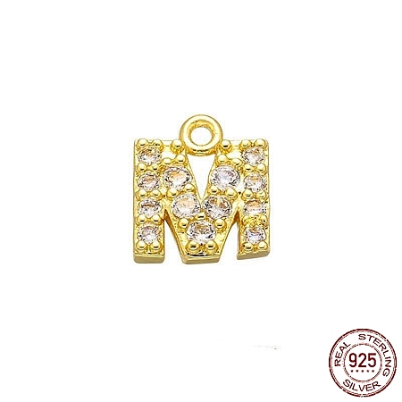 Real 18K Gold Plated 925 Sterling Silver Micro Pave Clear Cubic Zirconia Charms STER-P054-10G-M-1