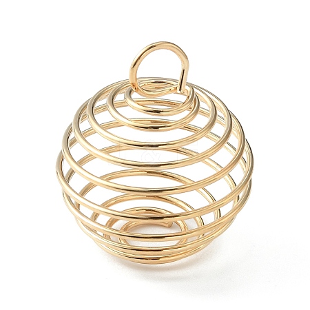 Carbon Steel Spiral Bead Cage Pendants IFIN-WH0027-47C-G-1