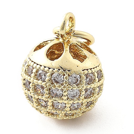 Brass Micro Pave Cubic Zirconia Pendants KK-Q029-02F-G-1