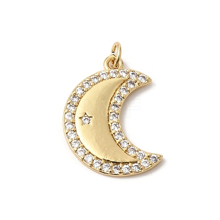 Brass Micro Pave Clear Cubic Zirconia Pendants KK-K419-12G-1