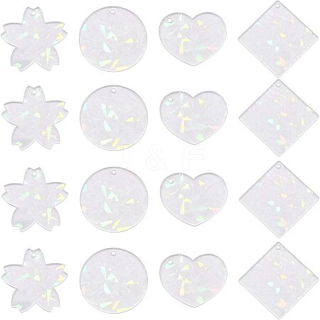16Pcs 4 Style Transparent Acrylic Pendants FIND-NB0002-58-1