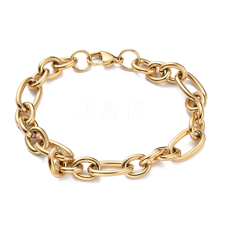 Ion Plating(IP) 304 Stainless Steel Figaro Chain Bracelets BJEW-E271-05G-1