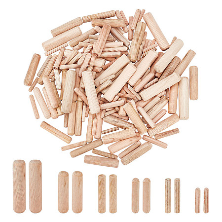 480Pcs 6 Styles Wood Grooved Dowel Pins AJEW-NB0005-87-1