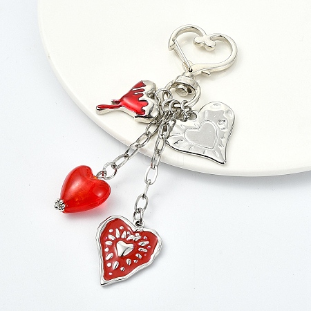 Glass & 304 Stainless Steel & Alloy Enamel Pendant Decorations HJEW-YW00450-01-1