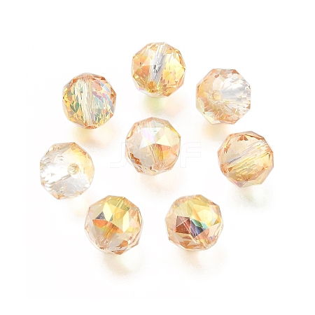 Electroplate Transparent Round Glass Beads GL-CBA6A73-FP01-1