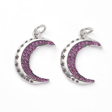 Brass Micro Pave Medium Violet Red Cubic Zirconia Pendants KK-I658-32B-P-1