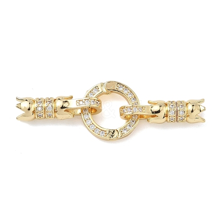Ring Brass Micro Pave Clear Cubic Zirconia Fold Over Clasps KK-Z143-12G-1