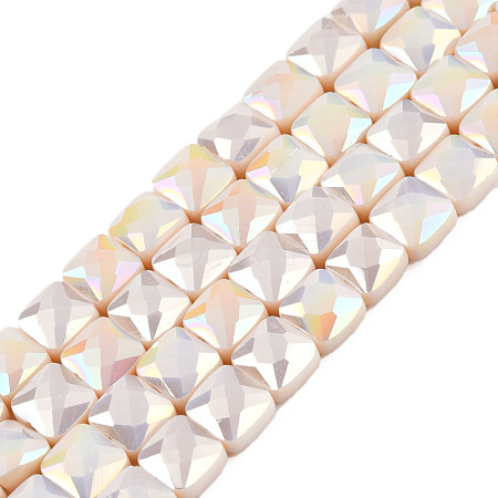 Electroplate Opaque Solid Color Glass Beads Strands EGLA-N002-42-02-1