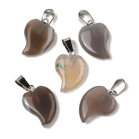 Natural Grey Agate Pendants G-B127-11P-10-1