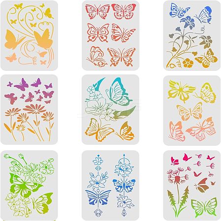 Plastic Reusable Drawing Painting Stencils Templates Sets DIY-WH0172-375-1
