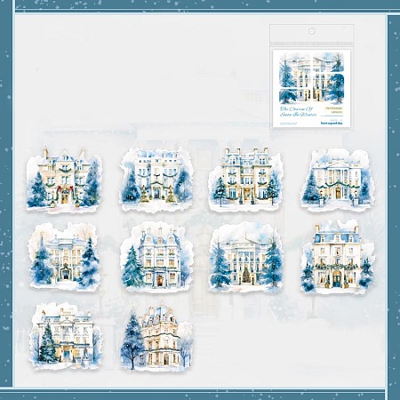 10PCS Winter Scenery PVC Self-Adhesive Stickers PW-WG524AB-02-1