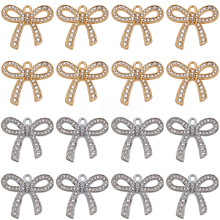 24Pcs 2 Colors Alloy Rhinestone Pendants ALRI-SC0001-46-1