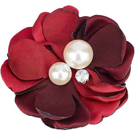 Cloth 3D Flower Brooch Pin JEWB-WH0022-92A-1