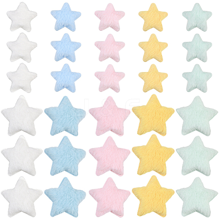 50Pcs 10 Colors Single Face Wool Fibre Cabochons FIND-SC0020-32-1