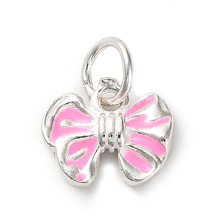 925 Sterling Silver Pearl Pink Enamel Charms STER-C014-01A-S-1