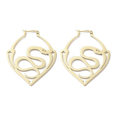 304 Stainless Steel Jar with Snake Hoop Earrings for Women EJEW-R156-01G-1