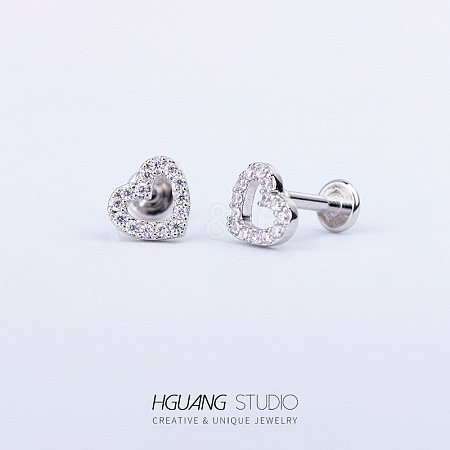 Titanium Steel Micro Pave Clear Cubic Zirconia Cartilage Earrings for Women Men WG126FA-13-1