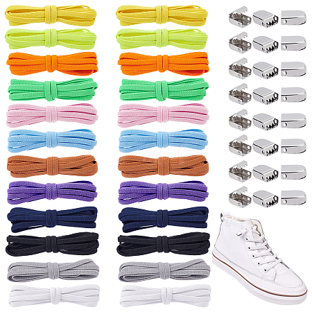 CHGCRAFT 12Sets 12 Colors Elastic No Tie Shoe Laces DIY-CA0004-21-1