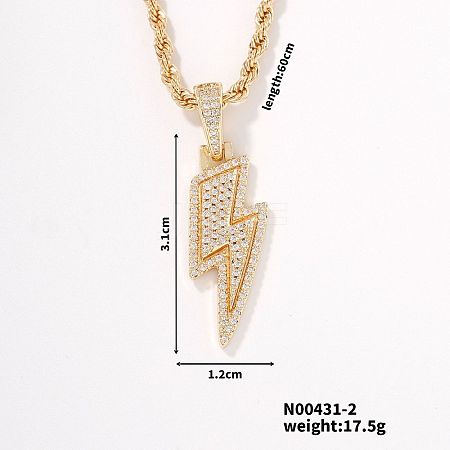 European and American Fashion Lightning Brass Rhinestone Pendant Necklaces HP4417-2-1