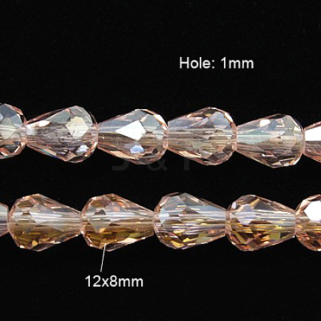 Electroplate Glass Beads Strands EGLA-D015-12x8mm-23-1