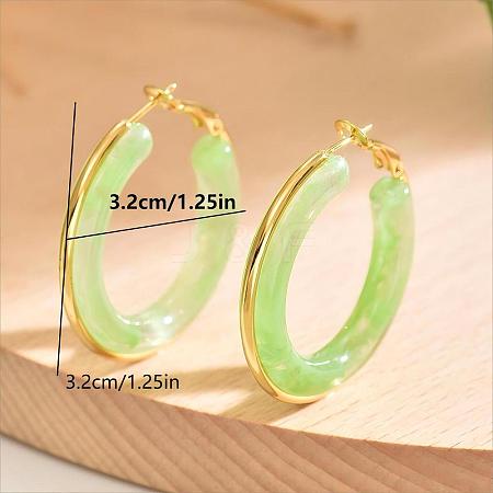201 Stainless Steel Acrylic Hoop Earrings for Women IG1029-4-1