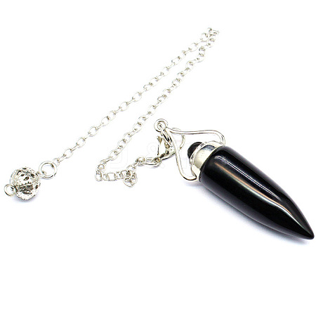 Natural Obsidian Bullet Dowsing Pendulum Big Pendants PW-WG2823D-05-1