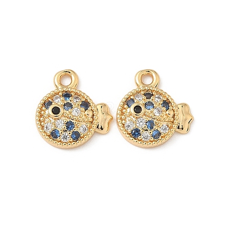 Brass Micro Pave Cubic Zirconia Charms X1-KK-C099-01A-G-1