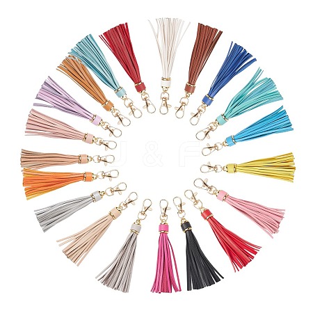 20Pcs 20 Colors PU Leather Tassel Pendants FIND-WR0003-26-1