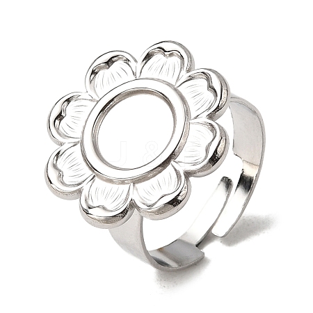 Adjustable 304 Stainless Steel Open Cuff Ring Components STAS-P403-01C-P-1