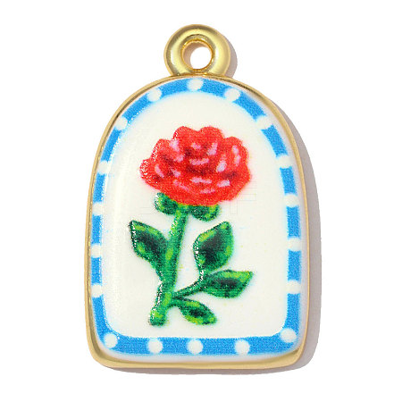 Printed Brass with Enamel Pendants KK-OY001-48G-1