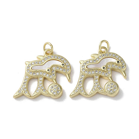 Brass Micro Pave Cubic Zirconia Pendants KK-G485-27D-G-1
