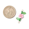 6Pcs 6 Styles Handmade Polymer Clay Flower & Glass Seed Beaded Connector Charms PALLOY-MZ00801-2