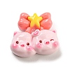 Pig Theme Opaque Resin Cabochons RESI-H154-01F-1
