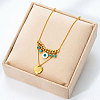 304 Stainless Steel Enamel Evil Eye Heart Pendant Double Layer Necklaces with Synthetic Turquoise for Women WGD59F3-01-2