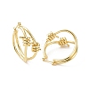 Brass Thorns Beaded Hoop Earrings for Women EJEW-F303-09G-2