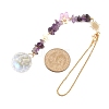 Round Glass & Natural Amethyst Chips Hanging Suncatchers HJEW-JM04209-02-3