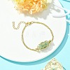 Natural Green Aventurine Bullet Link Bracelet BJEW-JB09563-02-4